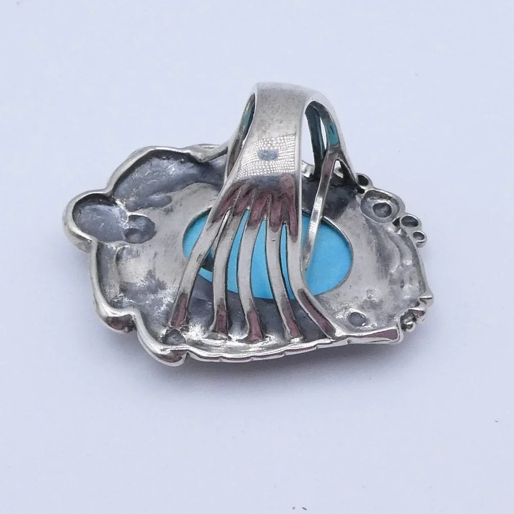 Sleeping Beauty Turquoise Southwest Sterling Silver Large 1.5